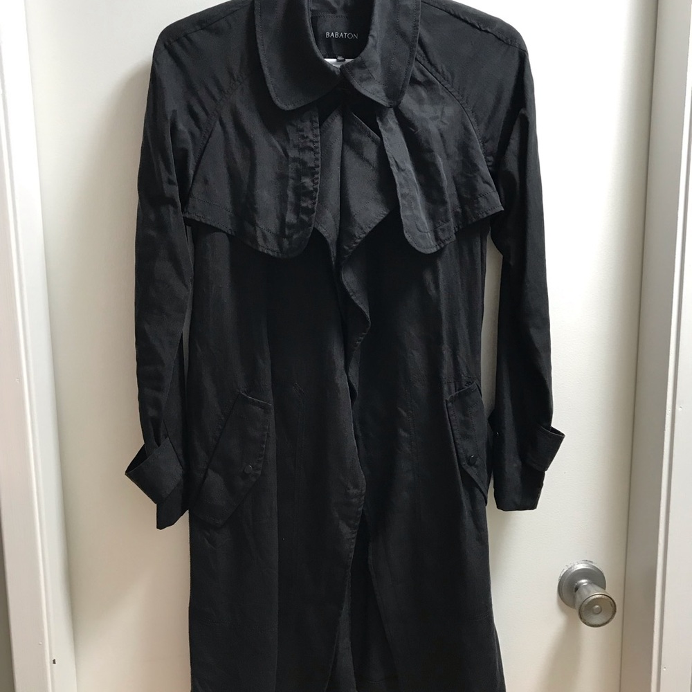 Aritzia Babaton Black Trench Coat XXS